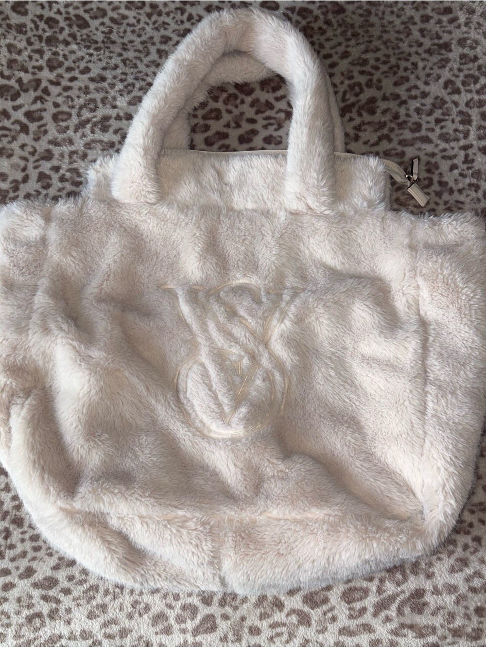 Victoria Secret Faux Fur Tote Bag in Ivory